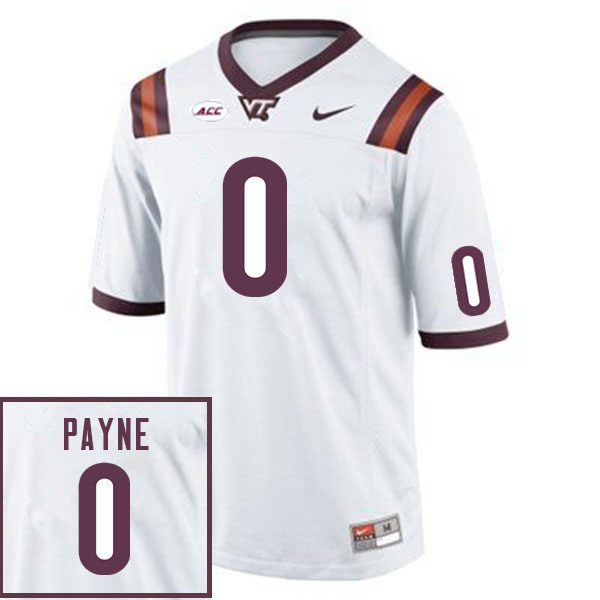 Men #0 Pheldarius Payne Virginia Tech Hokies College Football Jerseys Sale-White - Click Image to Close